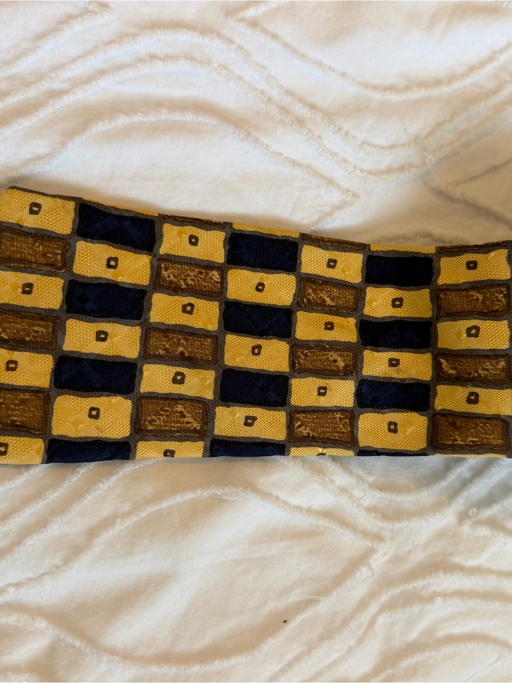 Robert Talbott Checkerboard Silk Tie in Yellow, Navy & Brown